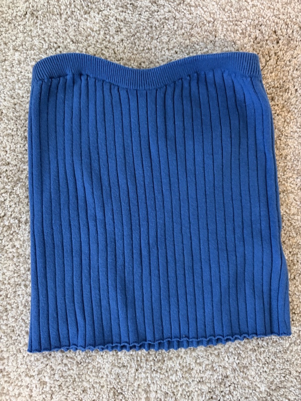 Blue Ribbed Knit Tube top - Women's